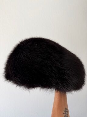 Vintage Black Fur Beret